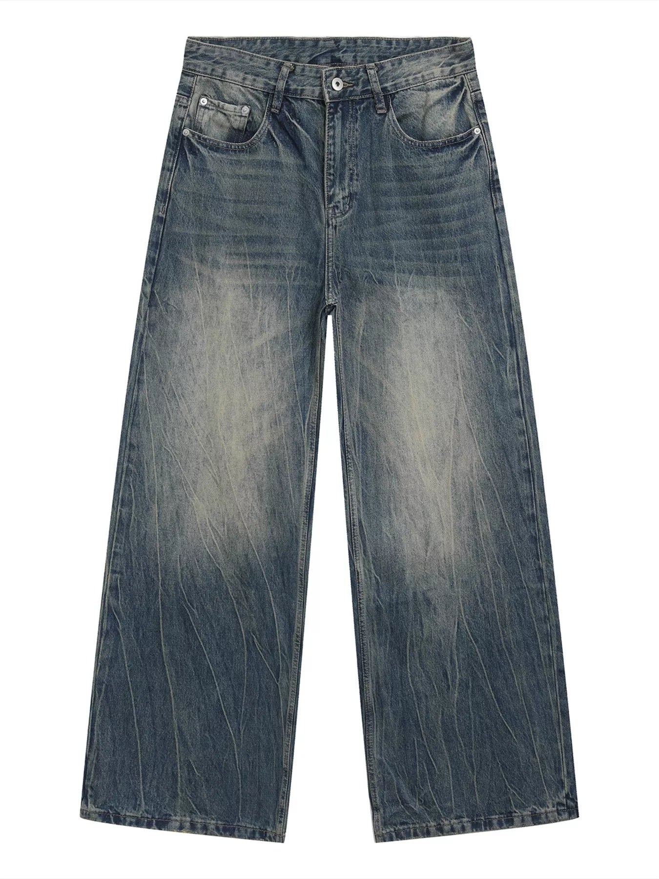 Men's Washed Wide Leg Jeans