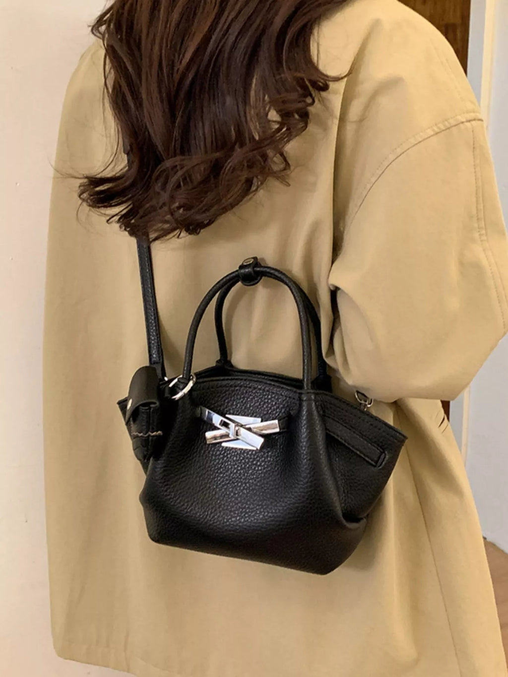 Top Handle Leather Crossbody Bag