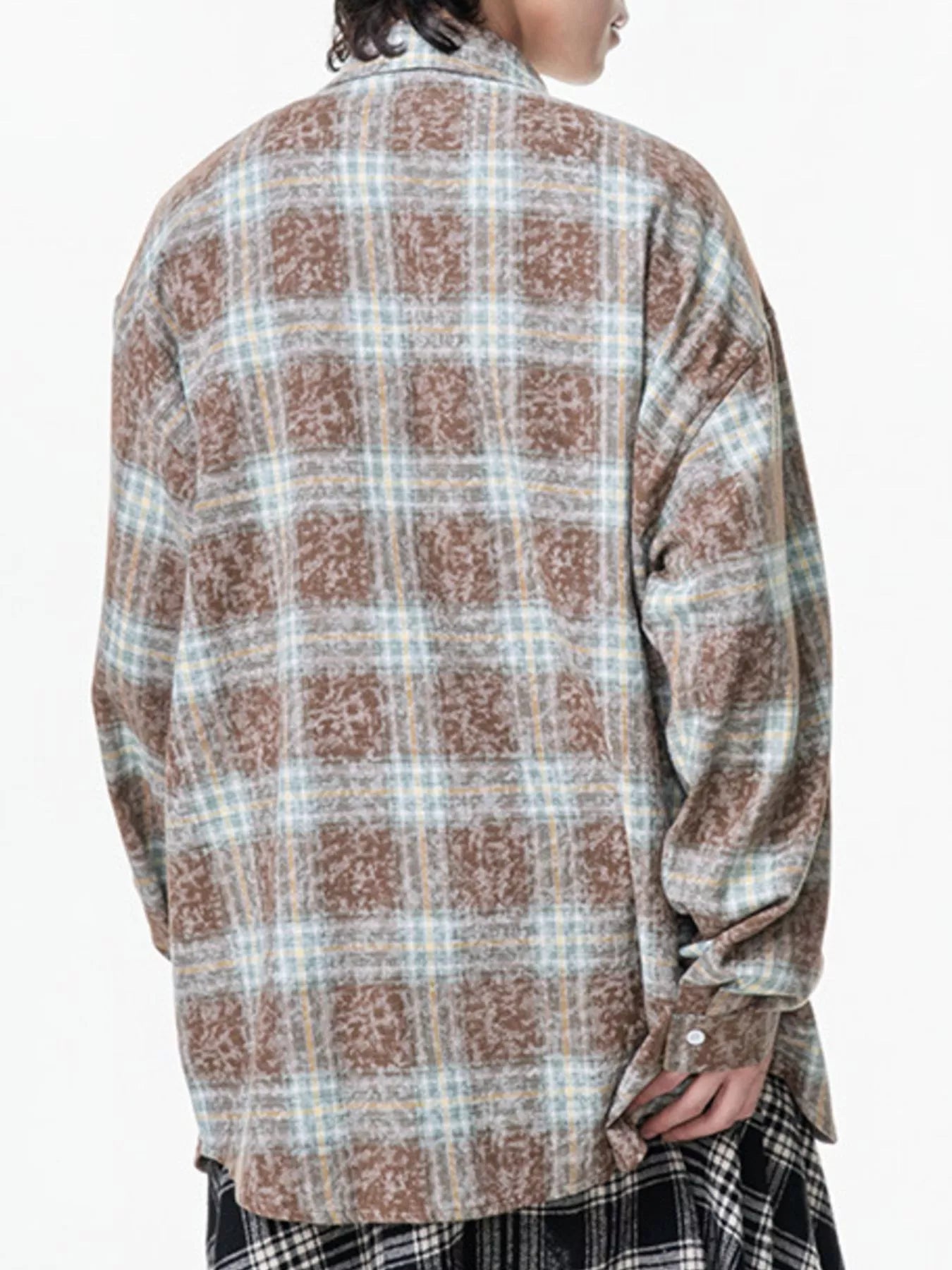 Men's Plus Size Plaid Button Up Long Sleeve Shirt