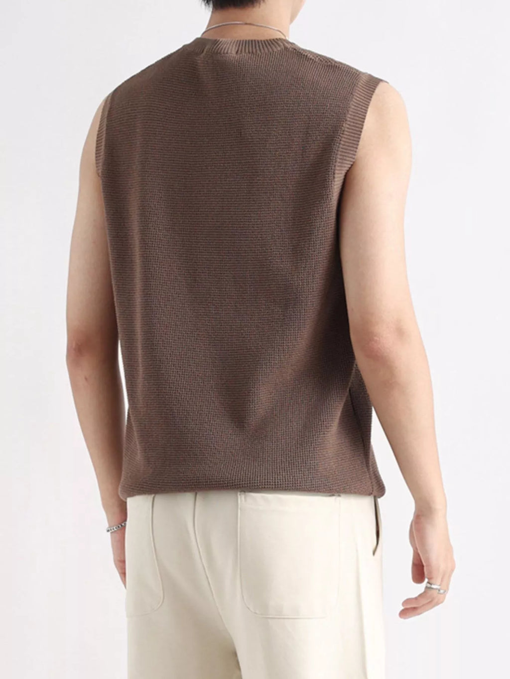 Men's Plus Size Knitted Zip-Up Tank