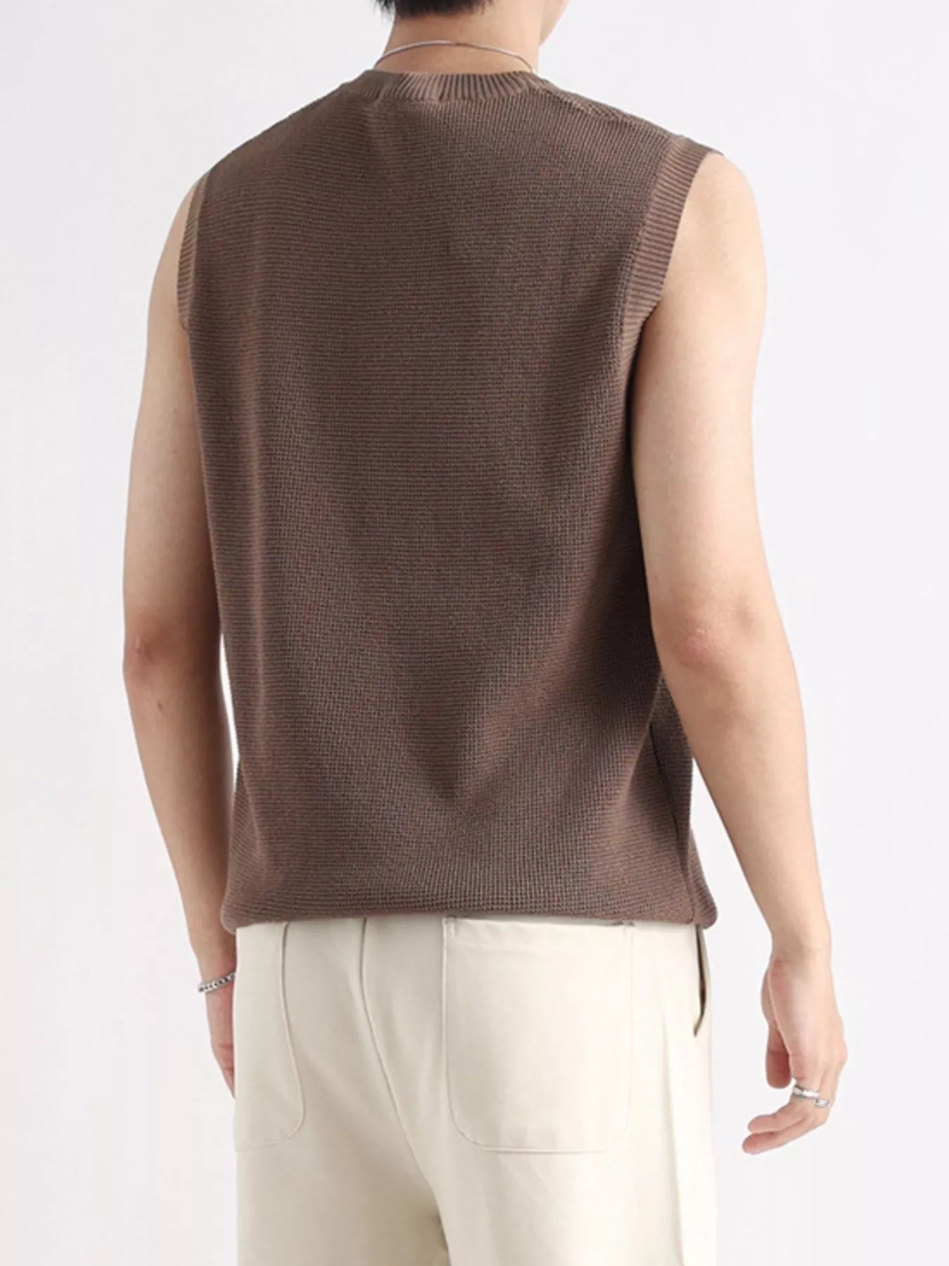 Men's Plus Size Knitted Zip-Up Tank