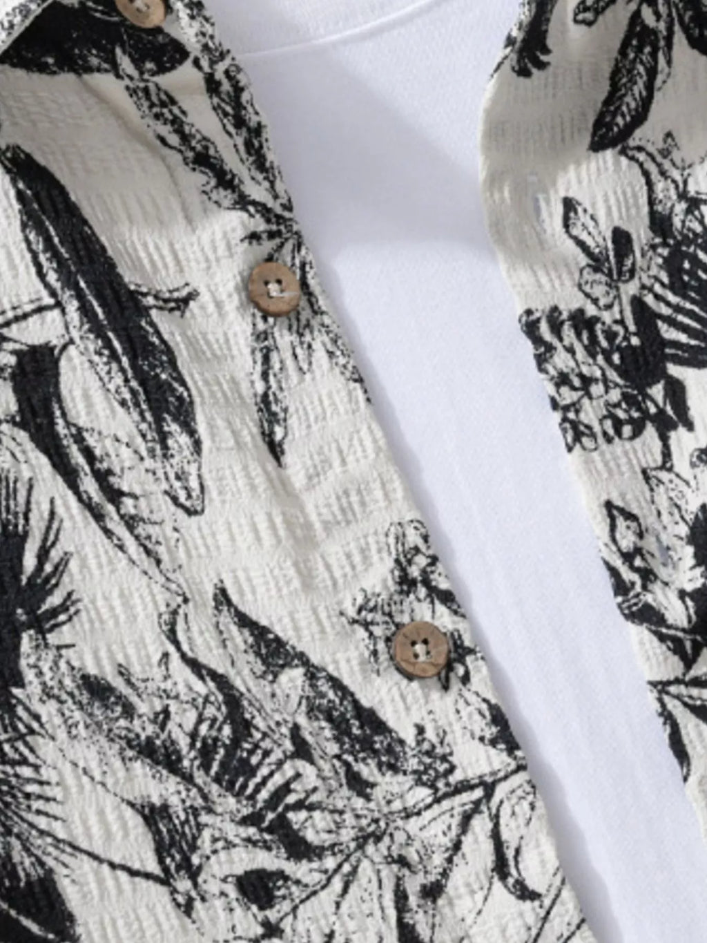 Men's Plus Size Printed Button Up Short Sleeve Shirt