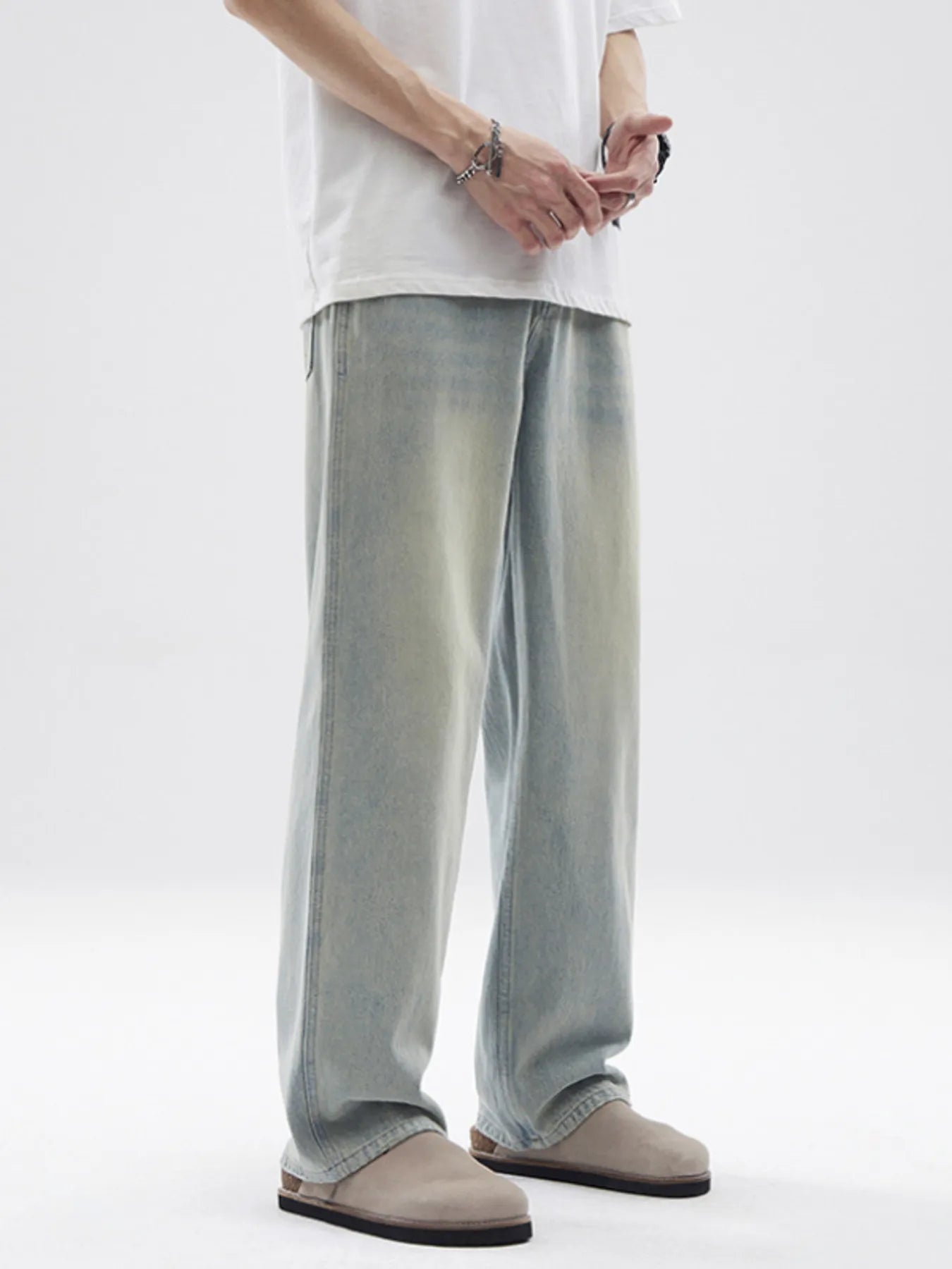 Men's Full Size Vintage Washed Wide Leg Relaxed Fit Jeans Plus Size