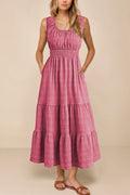 Scoop Neck Wide Strap Midi Dress