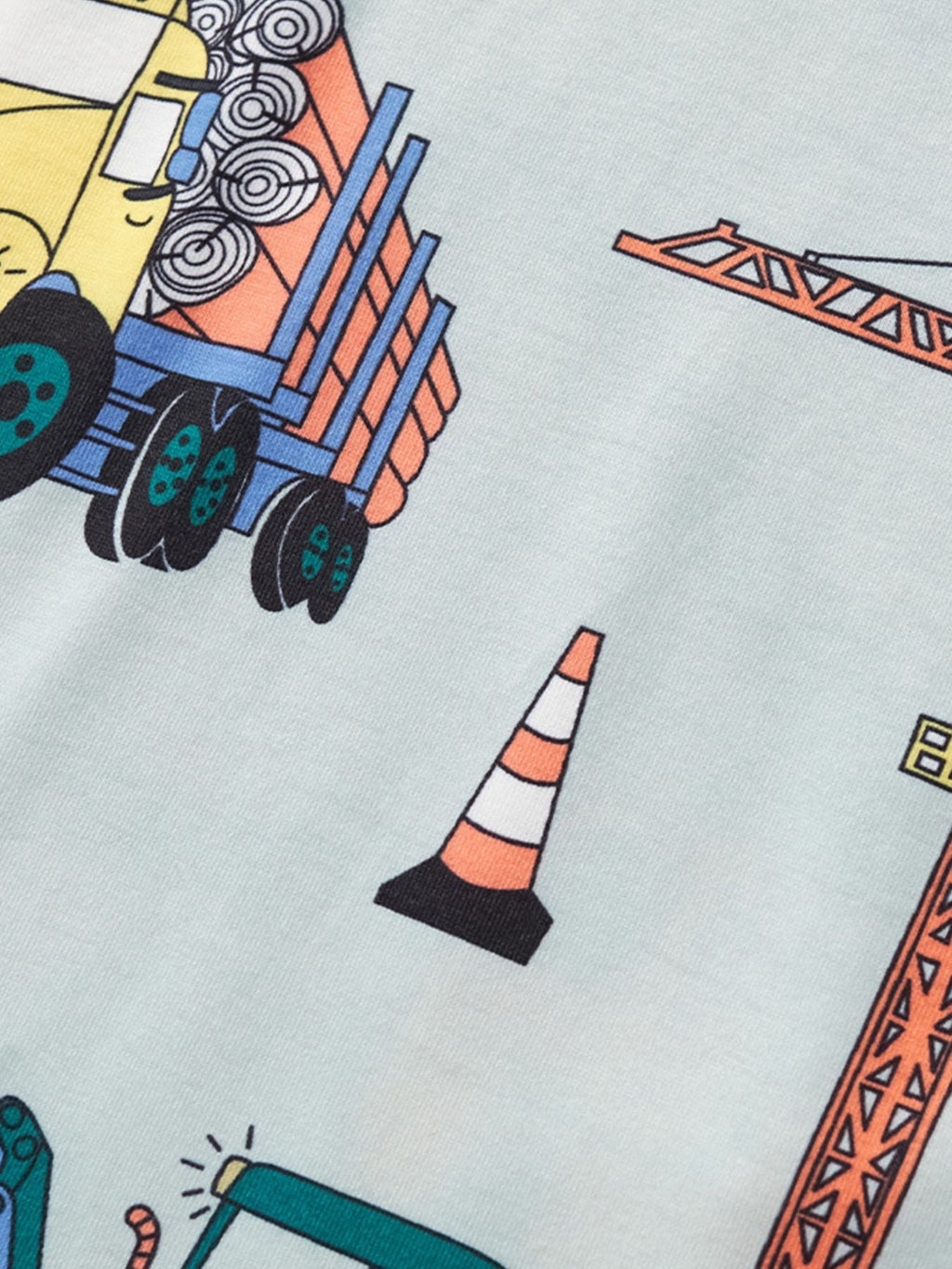 Children's Construction Vehicle Print Crew Neck Short Sleeve T-Shirt