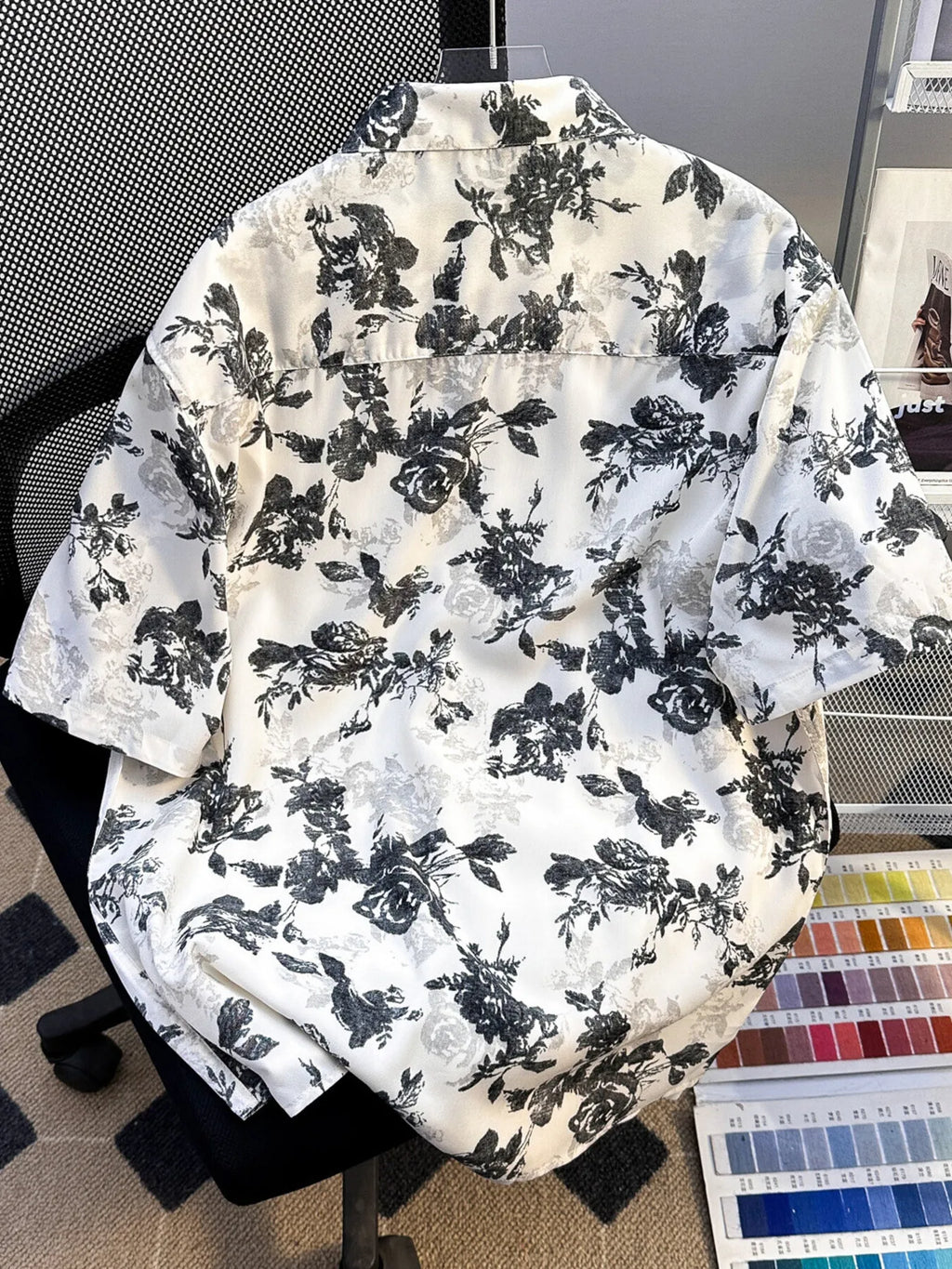 Men's Plus Size Printed Button Up Short Sleeve Shirt
