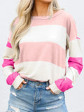 Color Block Drop Shoulder Long Sleeve Top