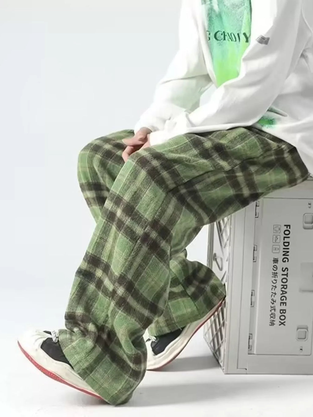 Men's Plus Size Vintage Plaid Wide Leg Pants