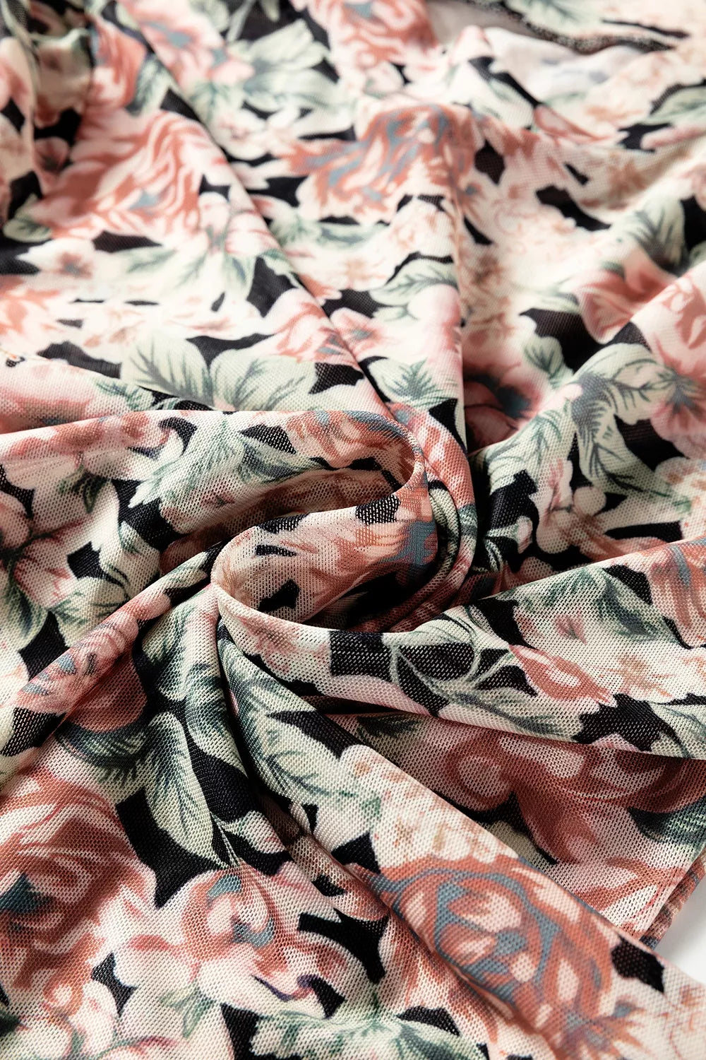 Multicolour Retro Floral Ruffle Trim Square Neck Tank Top