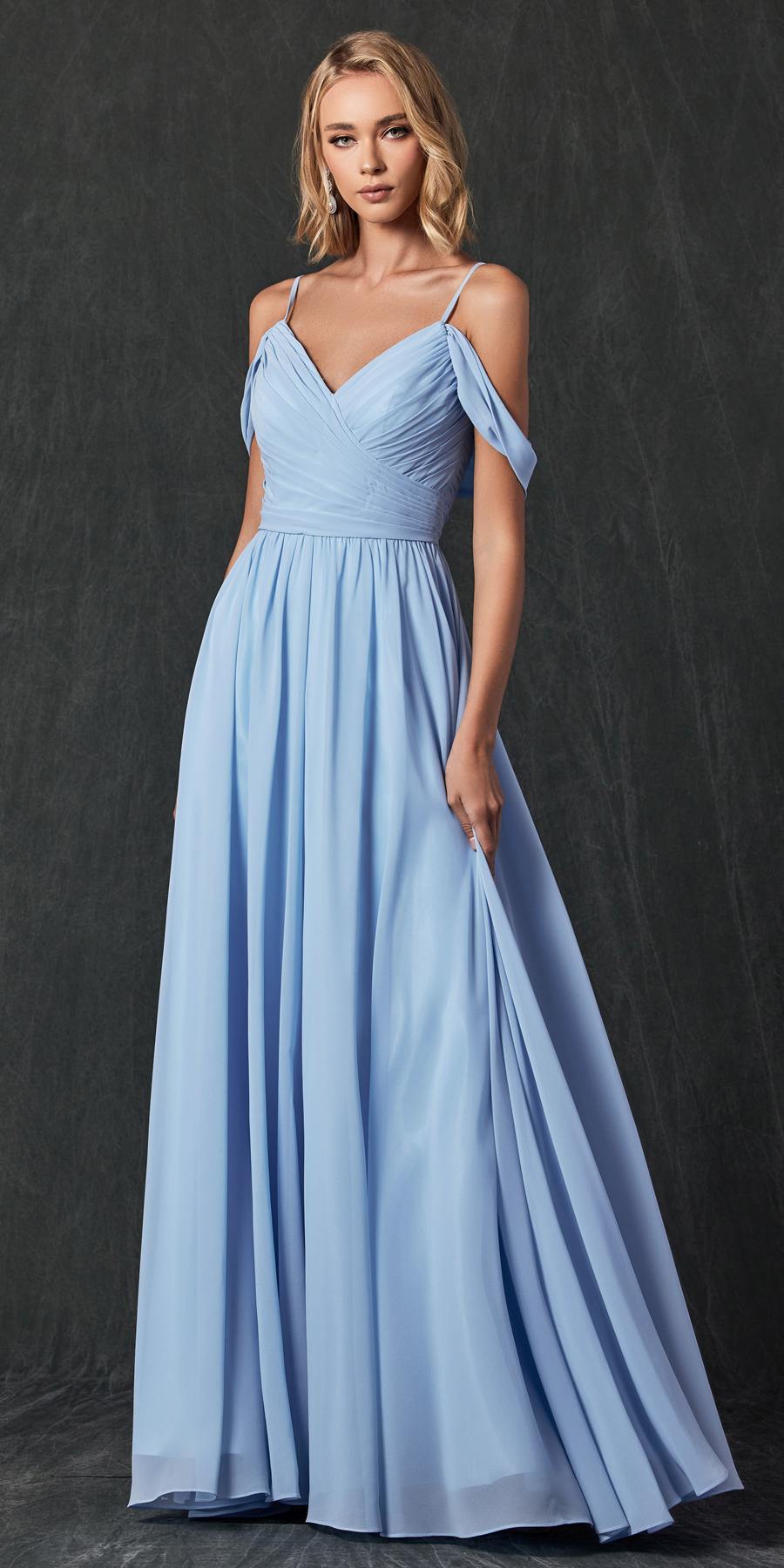 Juliet 262 Pleated Off the Shoulder Formal Dress