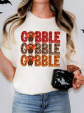 GOBBLE Thanksgiving Turkey Print T Shirt