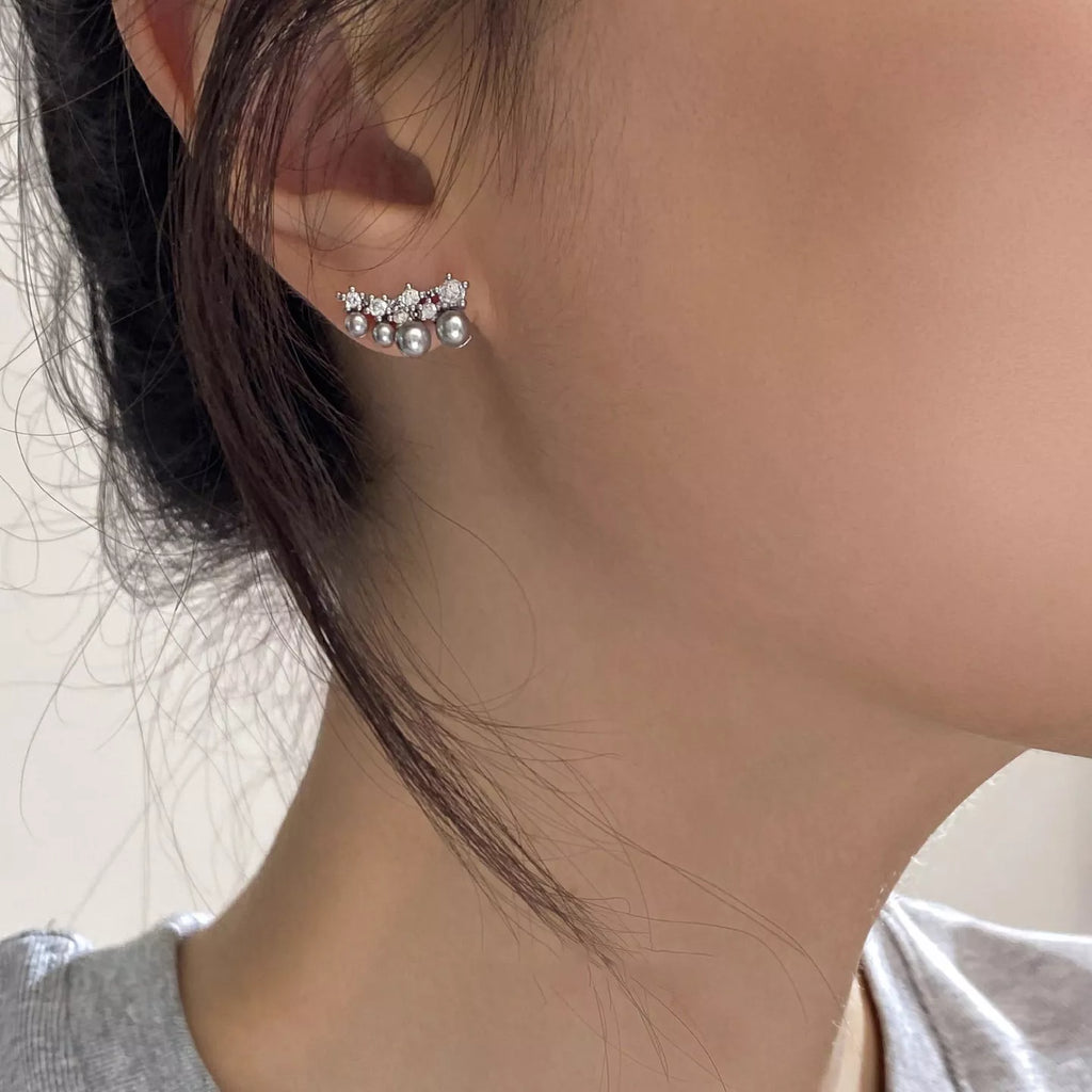 Alloy Pearl Cluster Earrings