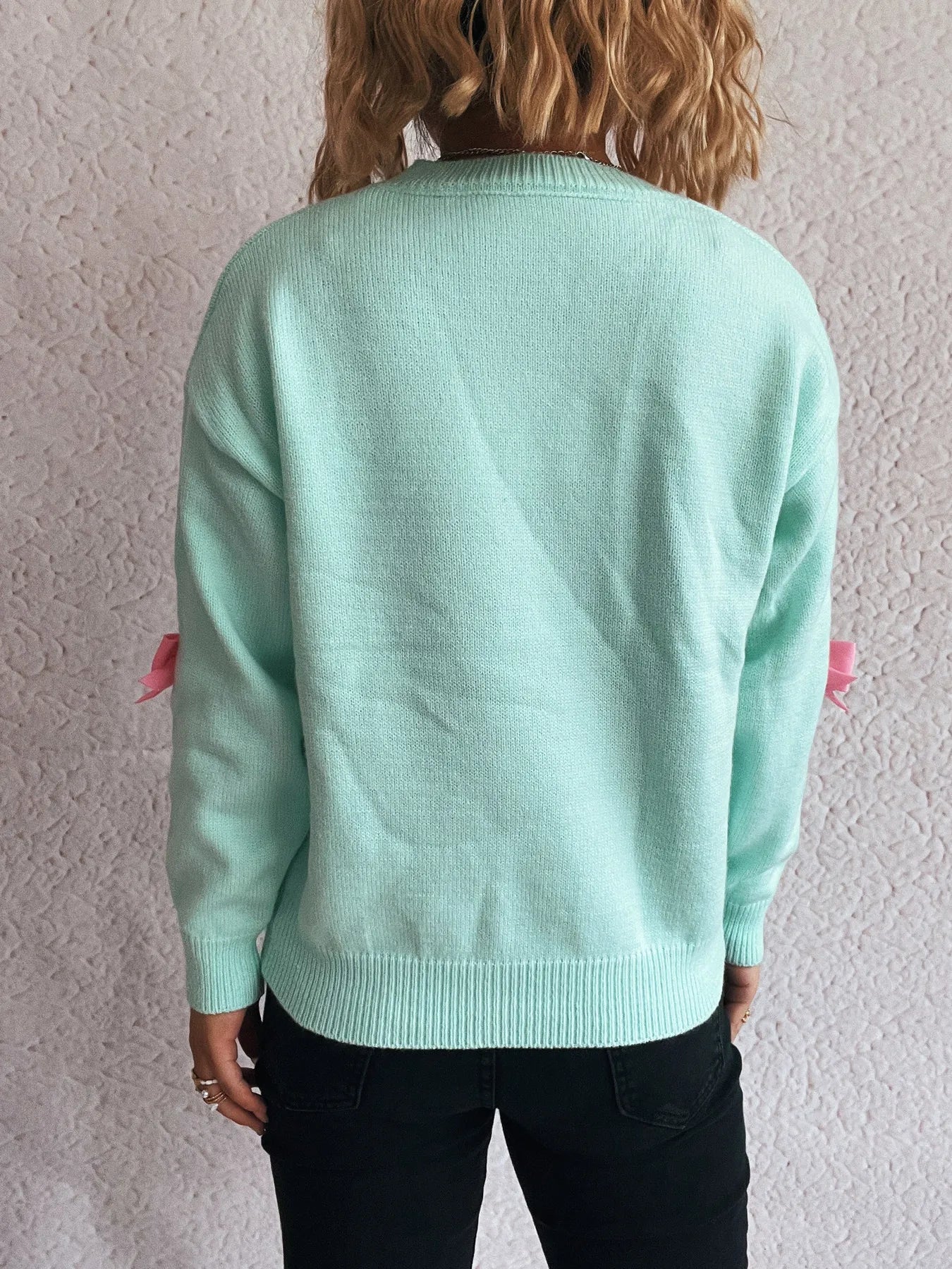 Bow Round Neck Long Sleeve Sweater