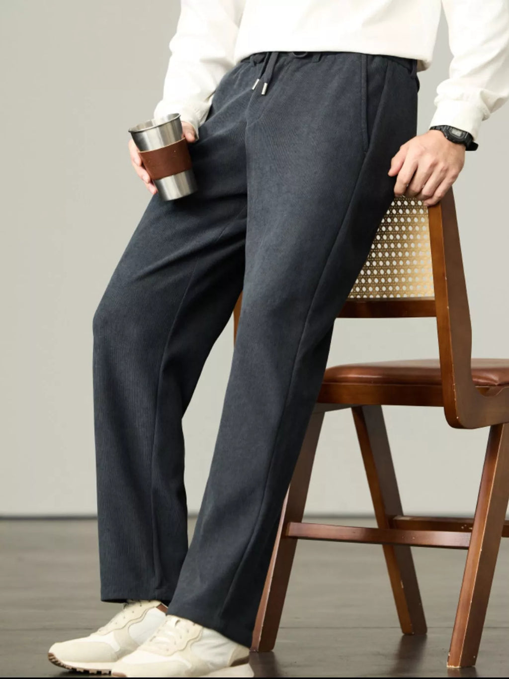 Men's Plus Size Casual Corduroy Drawstring Pants