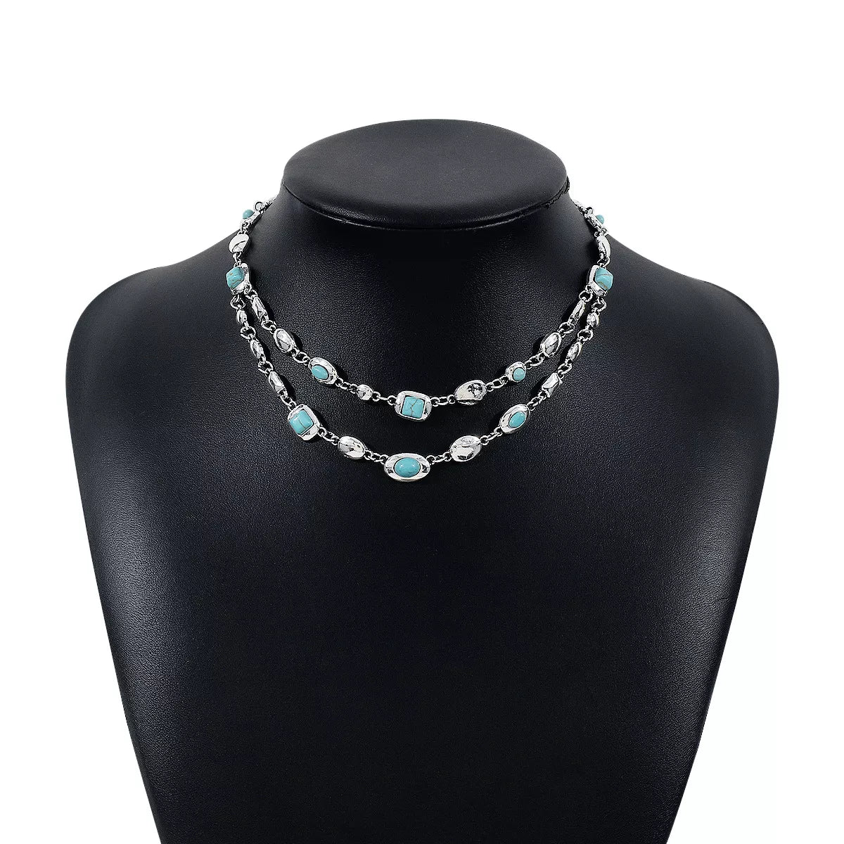Vintage Multi-Gemstone Double Layered Necklace