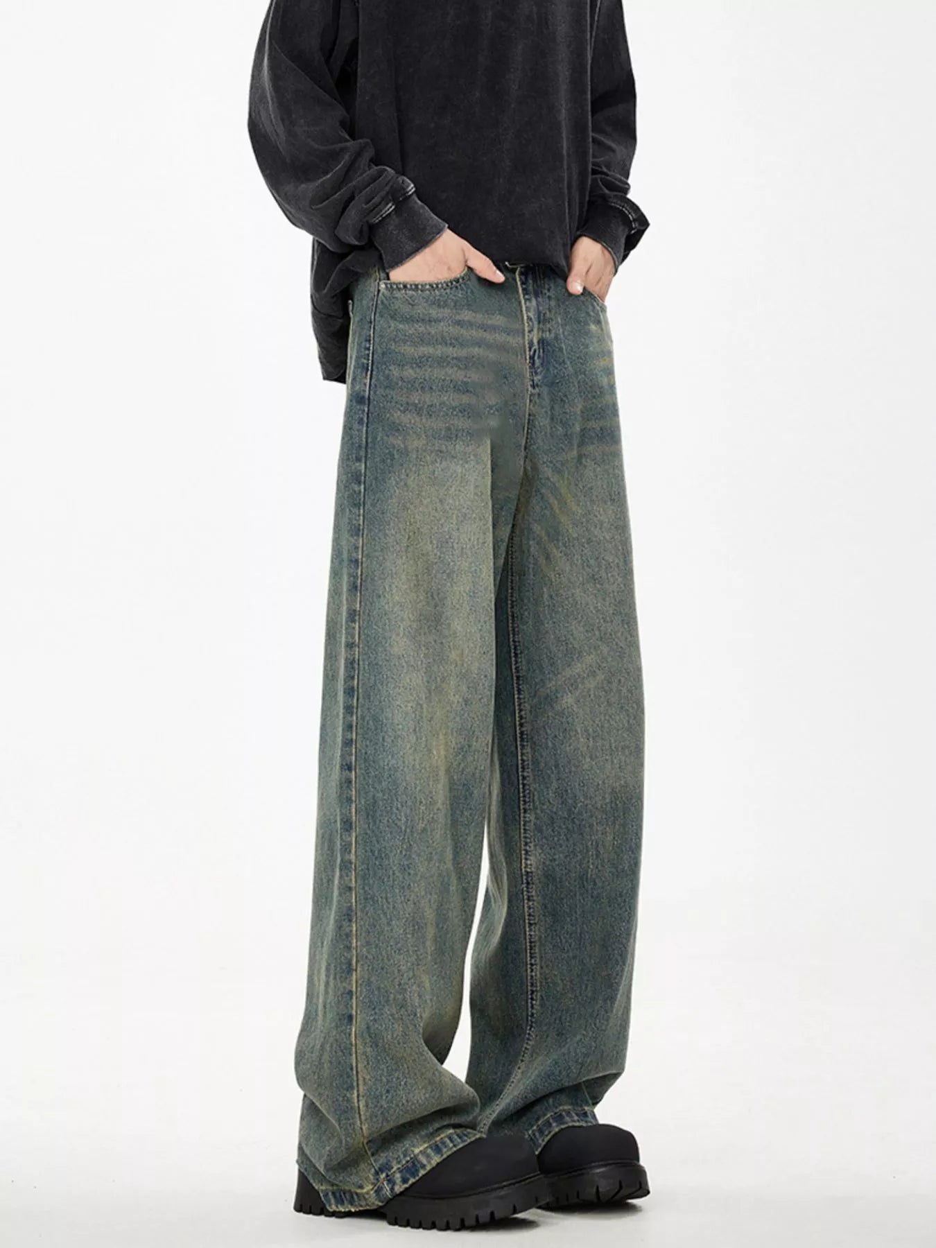 Men's Full Size Wide Leg Relaxed Fit Jeans Plus Size