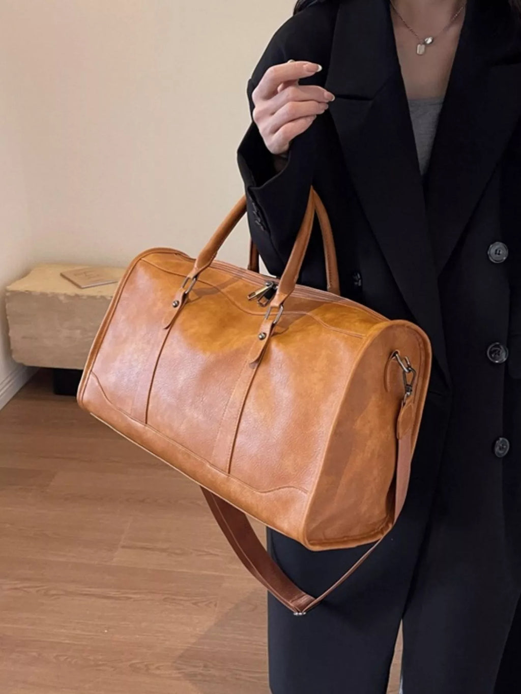 Vintage Leather Duffle Bag