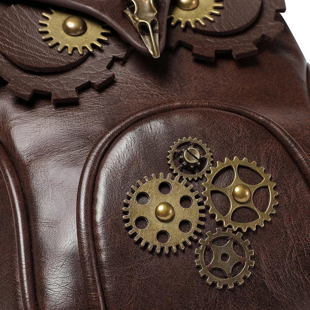 Steampunk Owl Design Crossbody Bag