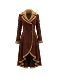 Vintage Style Suede Sherpa Trimmed Overcoat