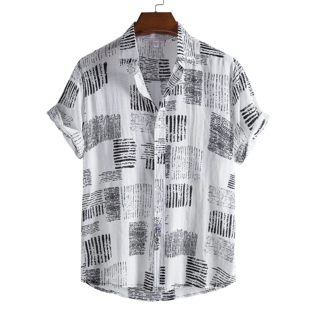 Men's Plus Size Casual Printed Short Sleeve Shirt