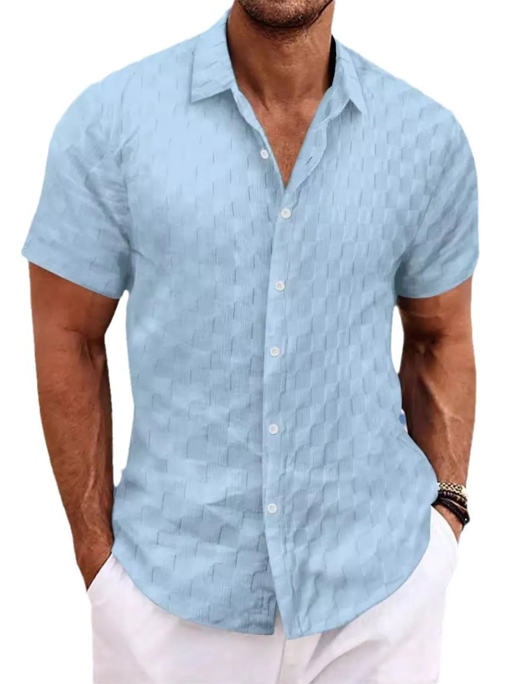 Men's Full Size Button Up Short Sleeve Shirt Plus Size