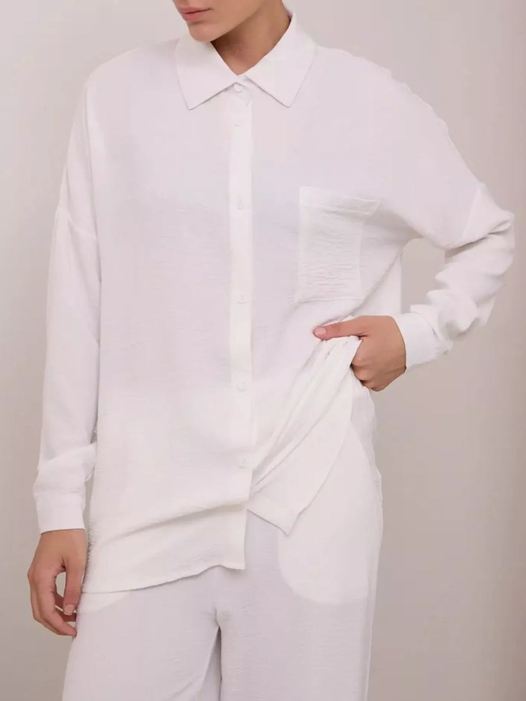 Relaxed Fit Shirt and Wide Leg Pants Set