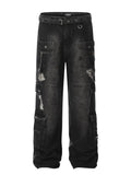 Men's Distressed Cargo Wide Leg Jeans
