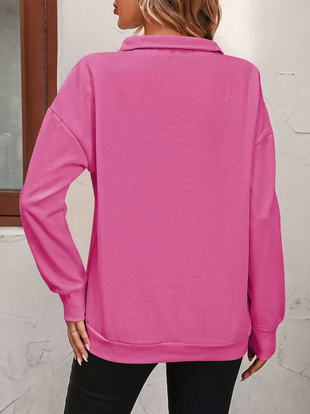 Quarter Zip Dropped Shoulder Sweatshirt