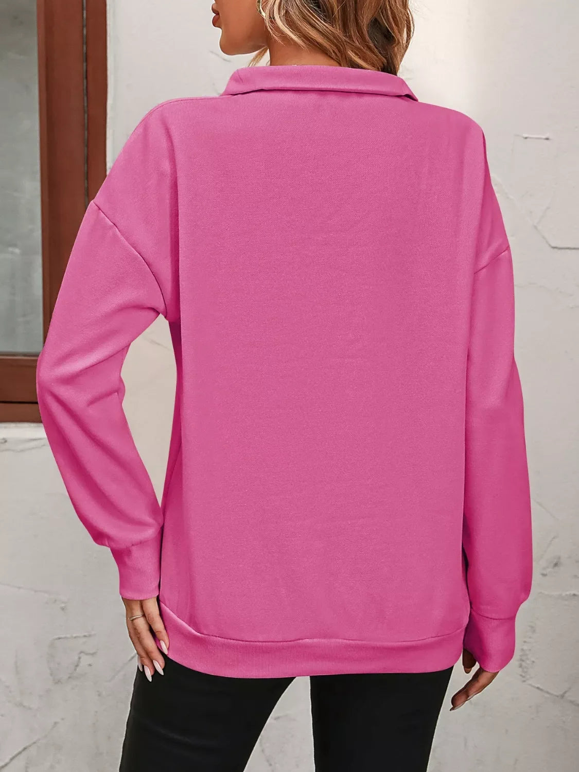Quarter Zip Dropped Shoulder Sweatshirt