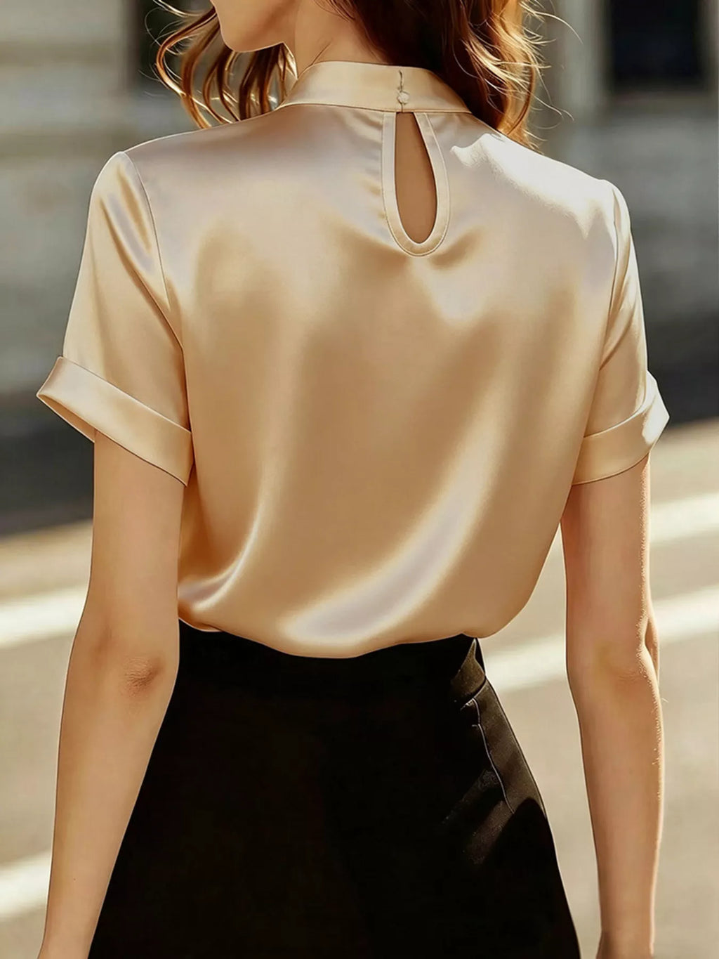 Pearl Embellished Satin Blouse