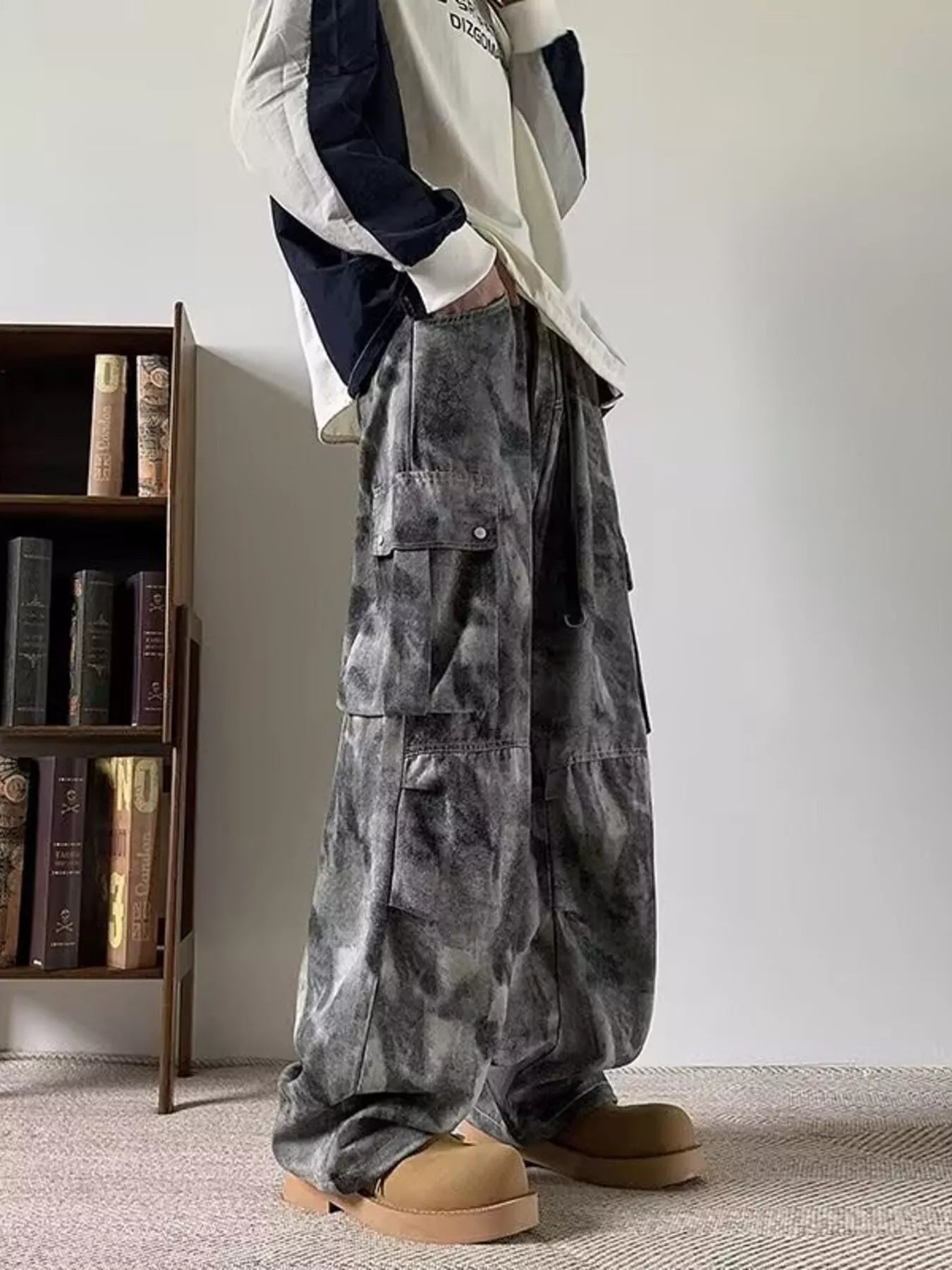 Men's Tie-dye Loose Fit Cargo Jeans