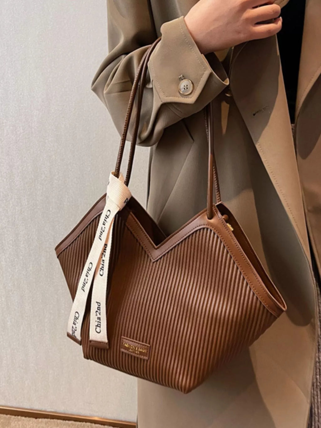Textured Leather Shoulder Bag