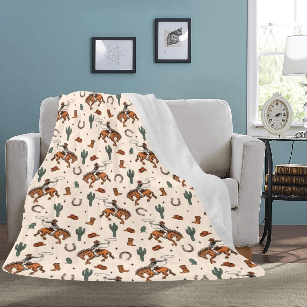 Baha Ranch Rodeo Cowboy Throw Blanket Ultra-Soft Micro Fleece Blanket 60" x 80" Made in America