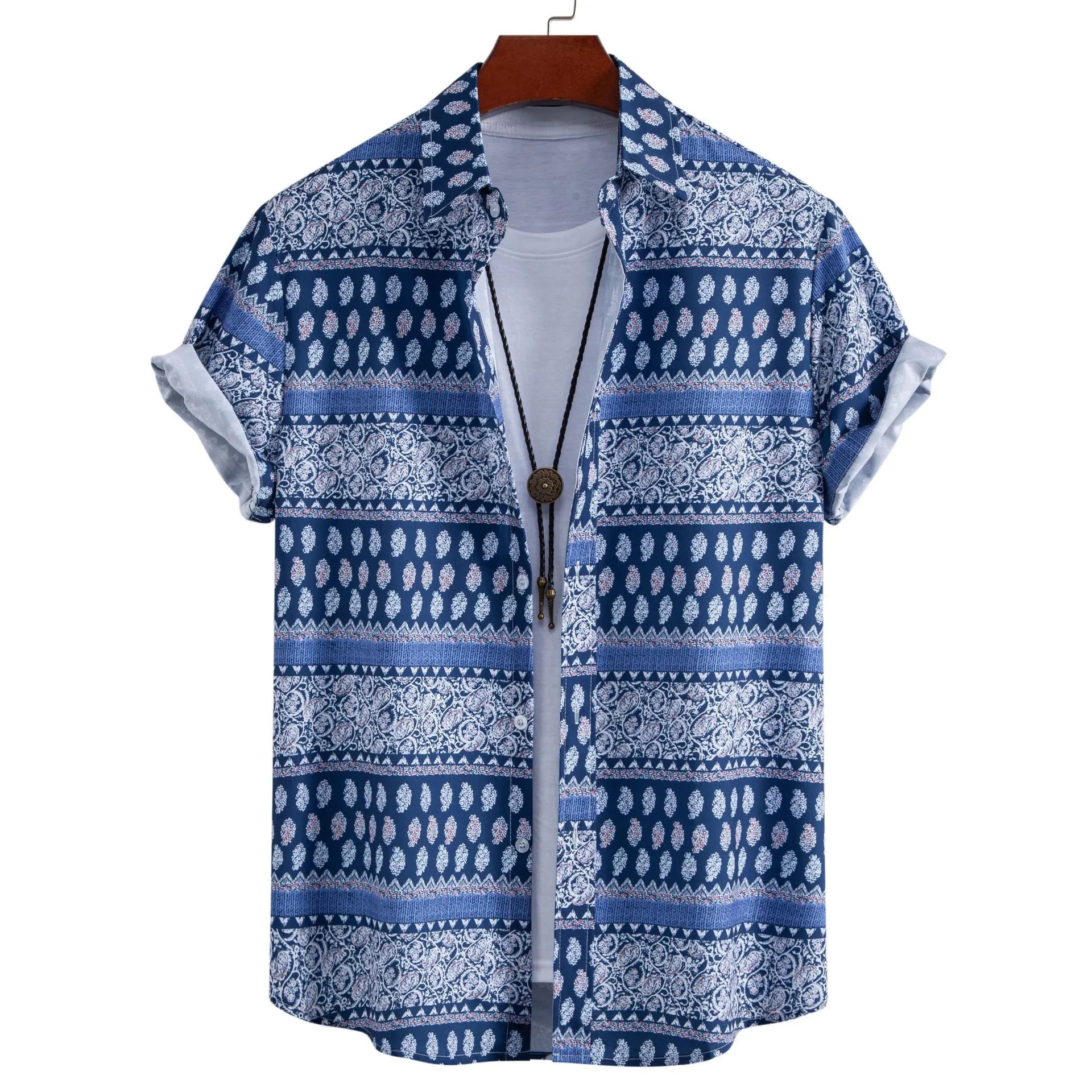 Men's Plus Size Geometric Print Short Sleeve Shirt