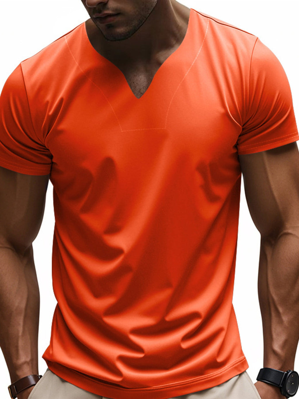 Men's Full Size Casual V-Neck Short Sleeve T-Shirt Plus Size