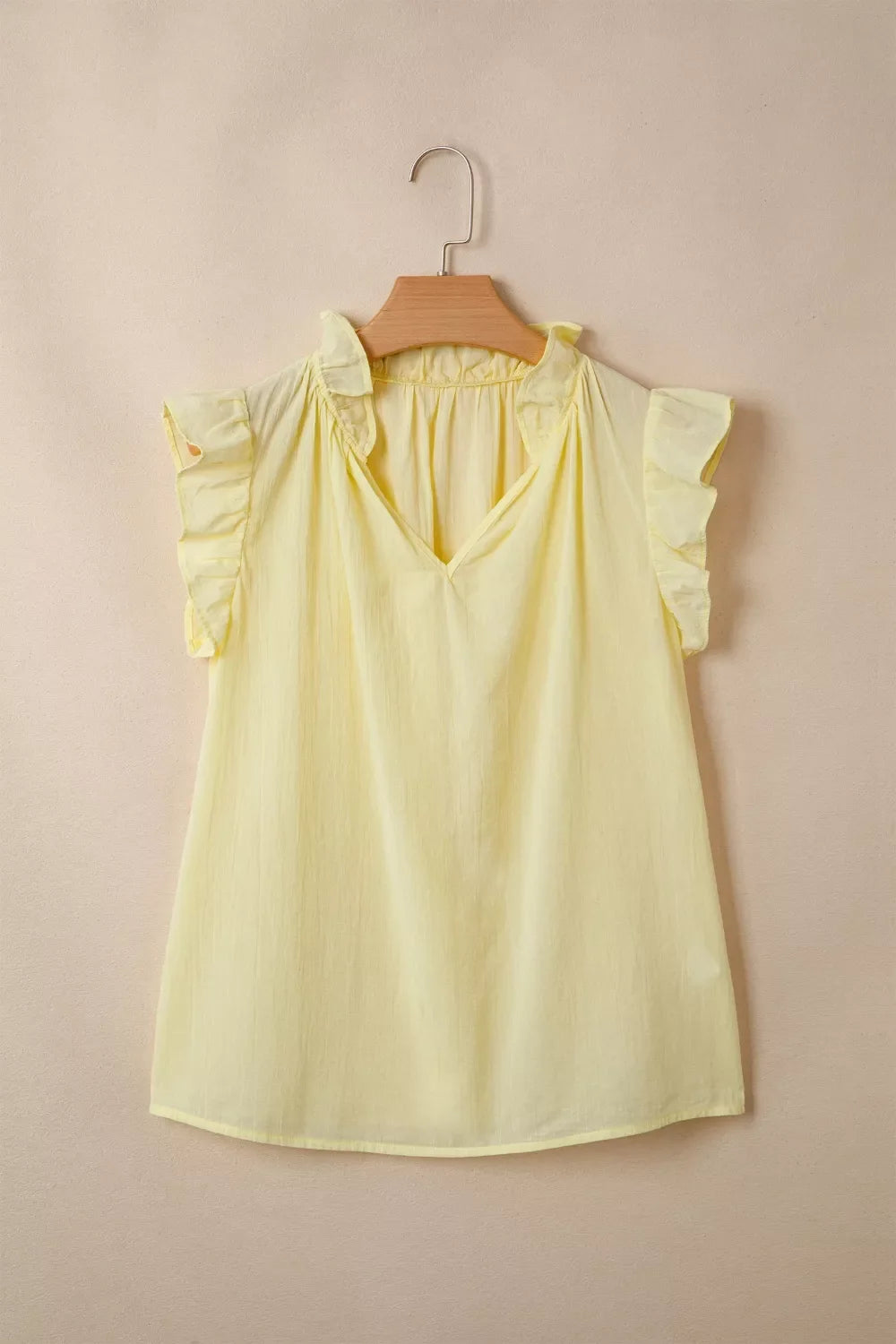V Neck Ruffle Trim Sleeveless Shift Top