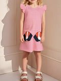 Children's Dog Striped Ruffled Dress