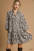 Umgee Leopard Print Tiered Mini Dress