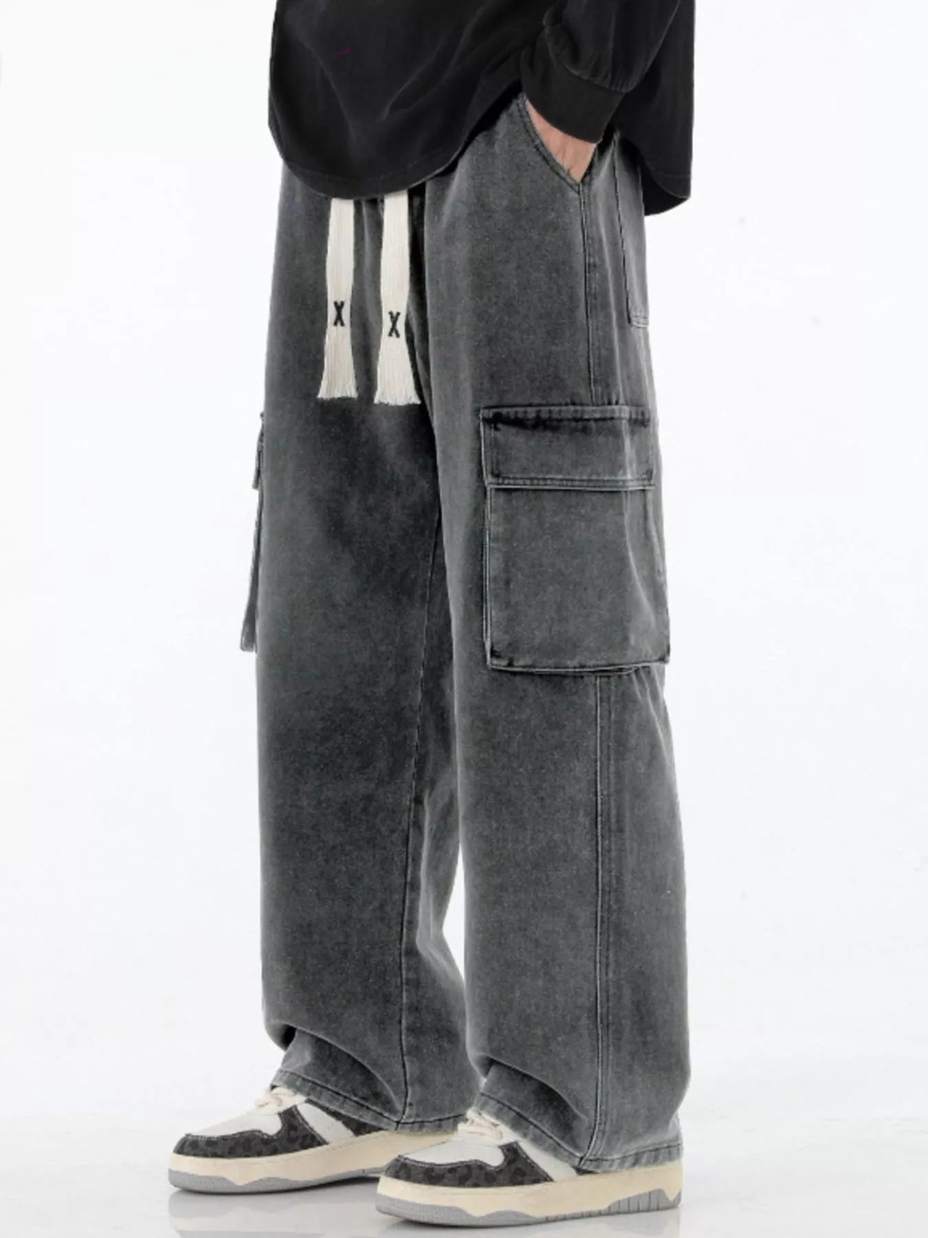 Men's Full Size Wide Leg Cargo Jeans Plus Size