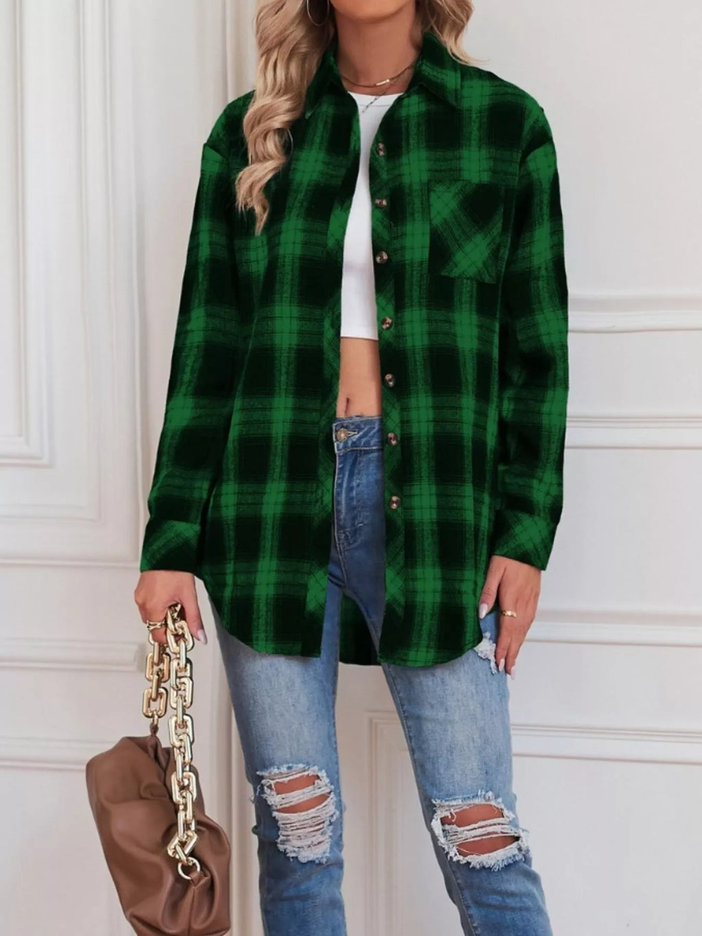 Casual Plaid Button Up Shirt