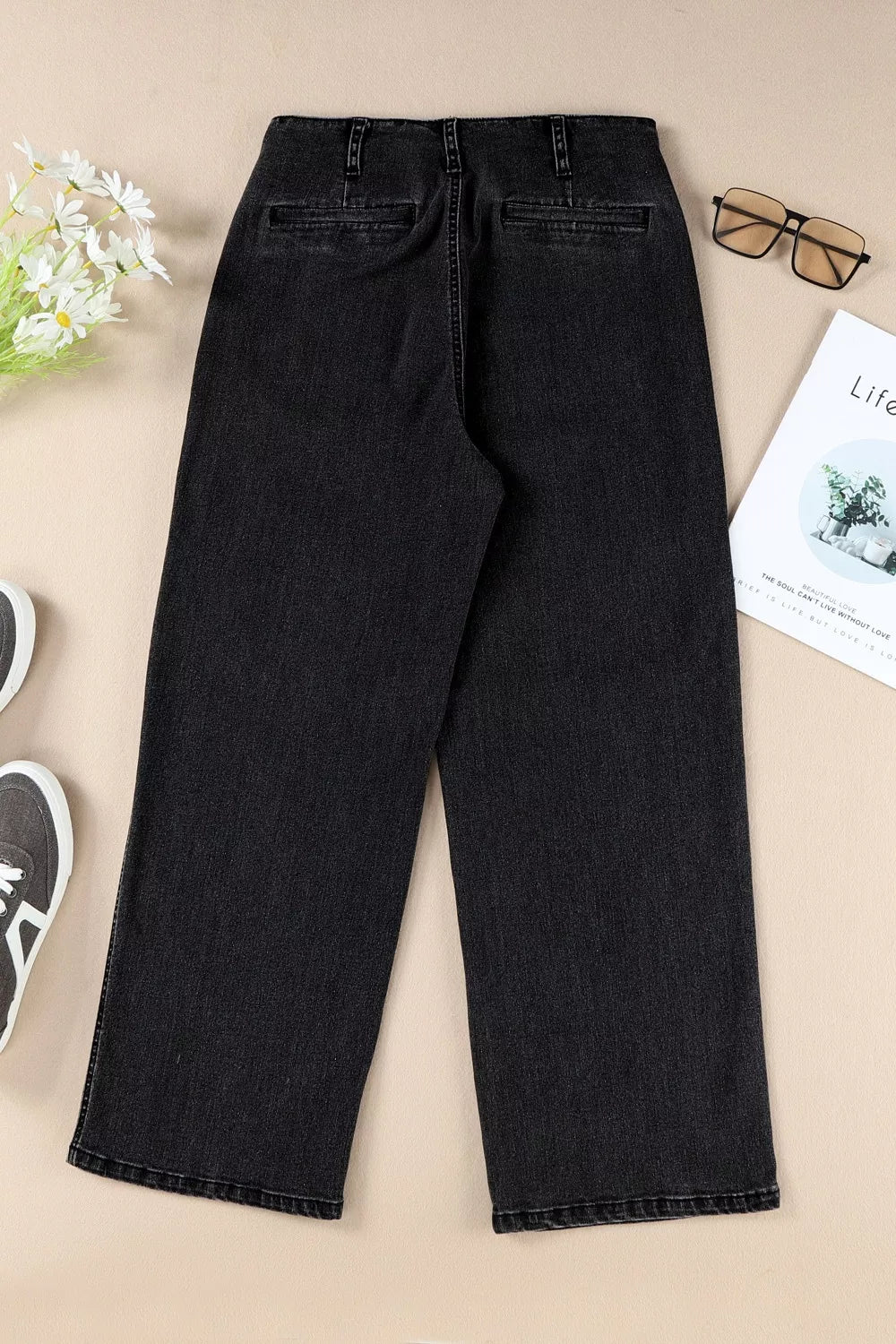 High-Waisted Button-Fly Wide-Leg Jeans