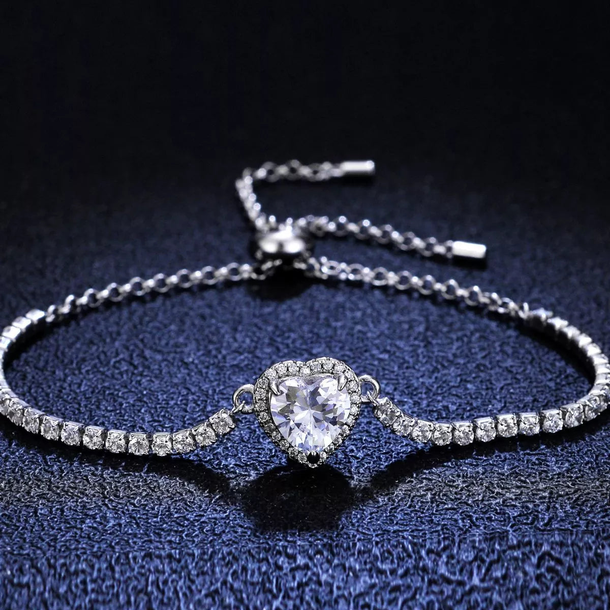 2 Carat 925 Sterling Silver Moissanite Chain Heart Bracelet