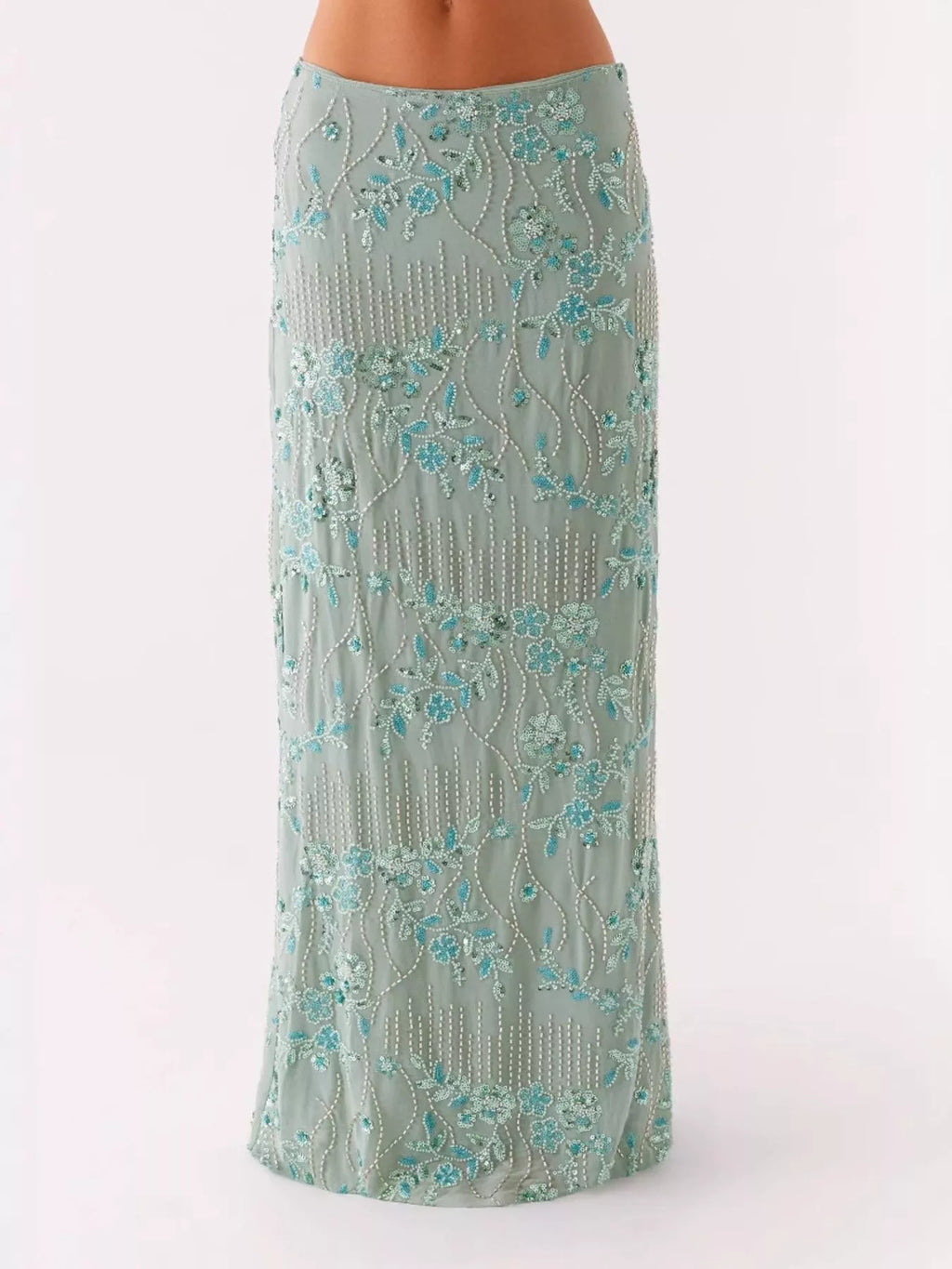 Sequin Embroidered Maxi Skirt