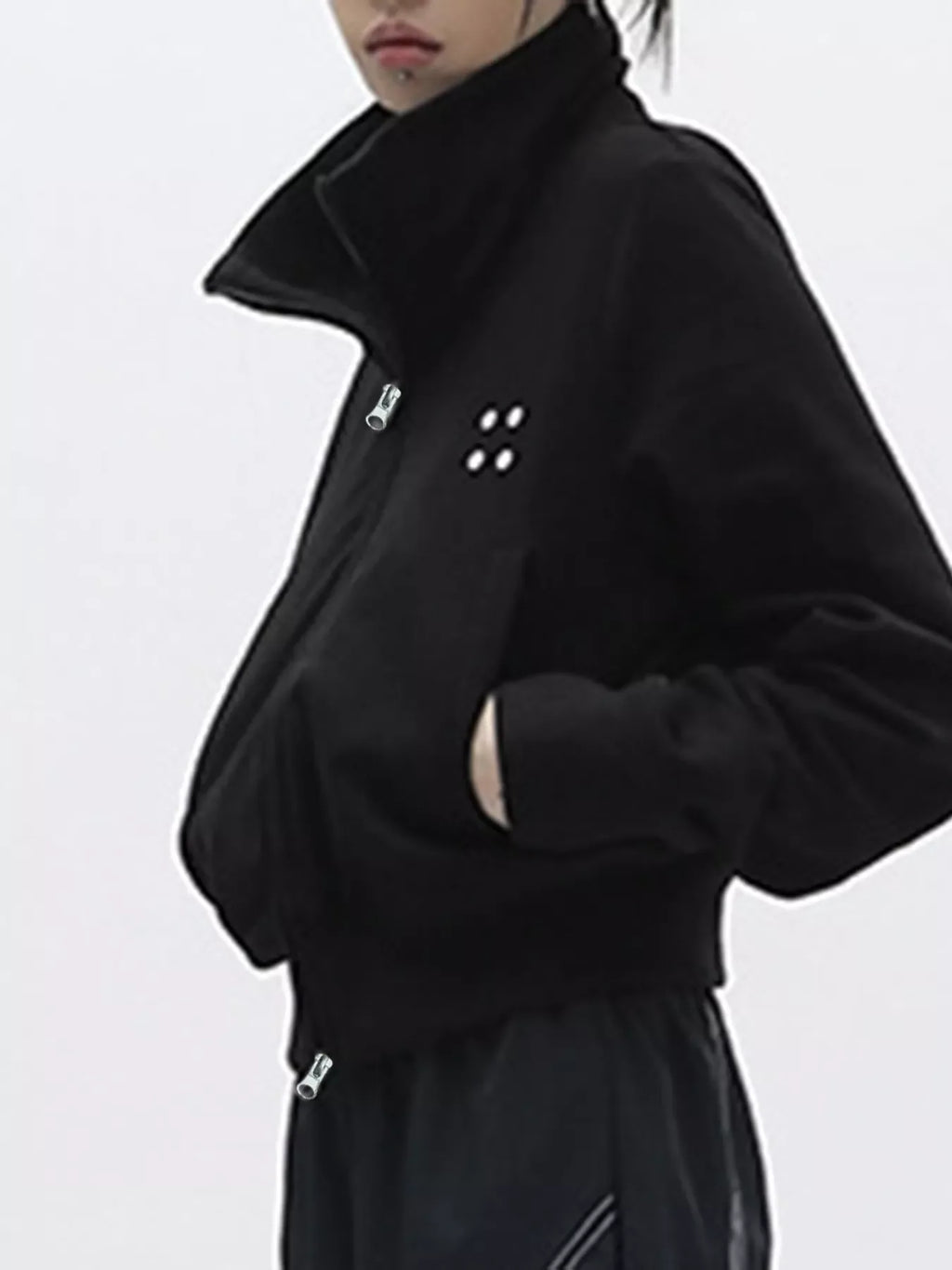 Casual Zip-Up Cropped Outerwear