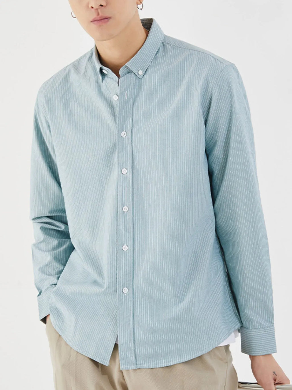 Men's Full Size Striped Button Up Long Sleeve Shirt Plus Size