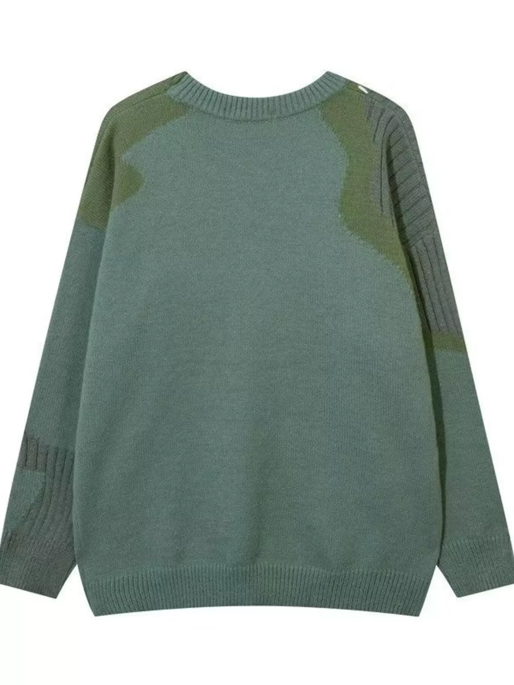 Men's Contrast Round Neck Long Sleeve Sweater