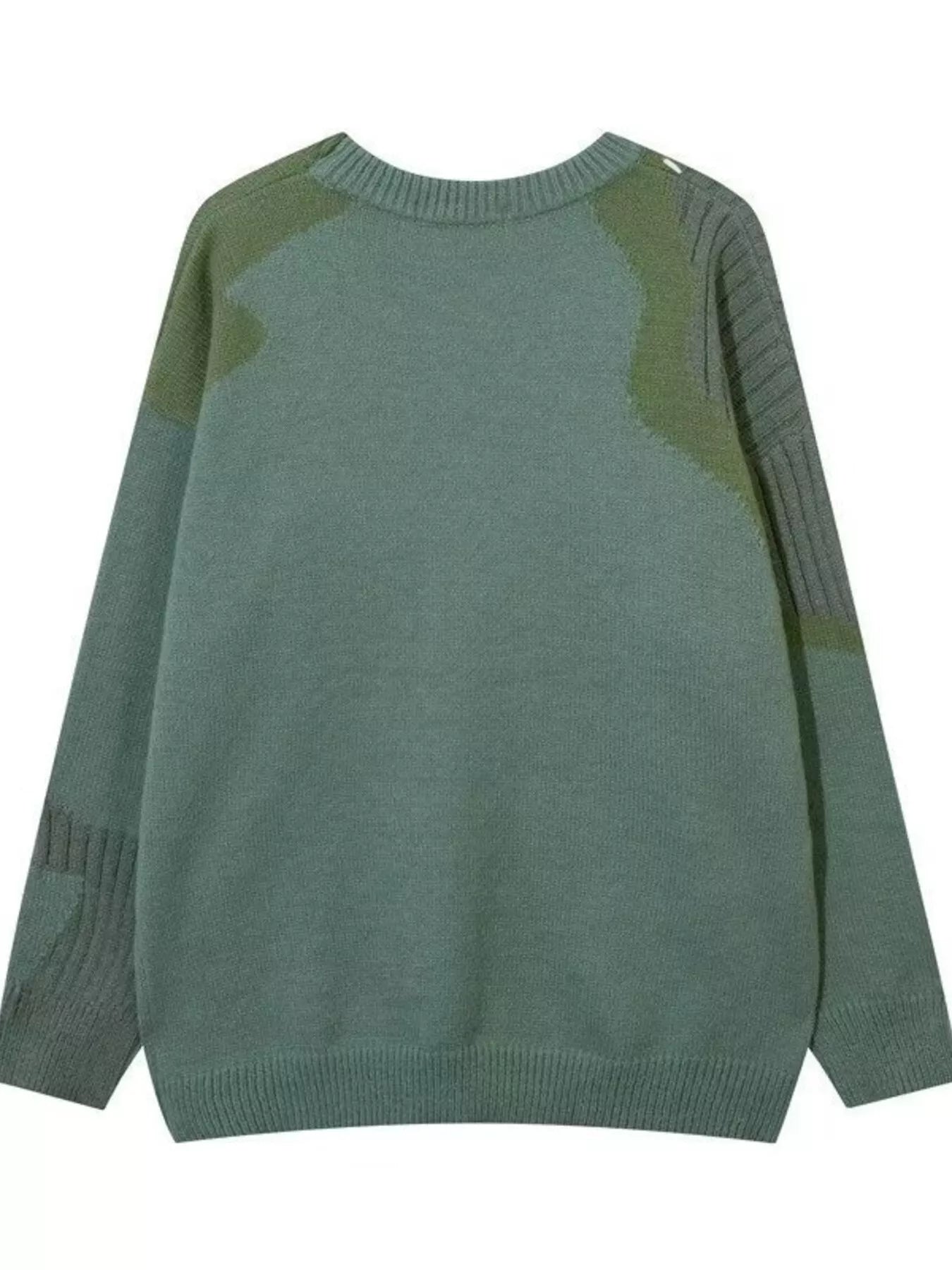 Men's Contrast Round Neck Long Sleeve Sweater