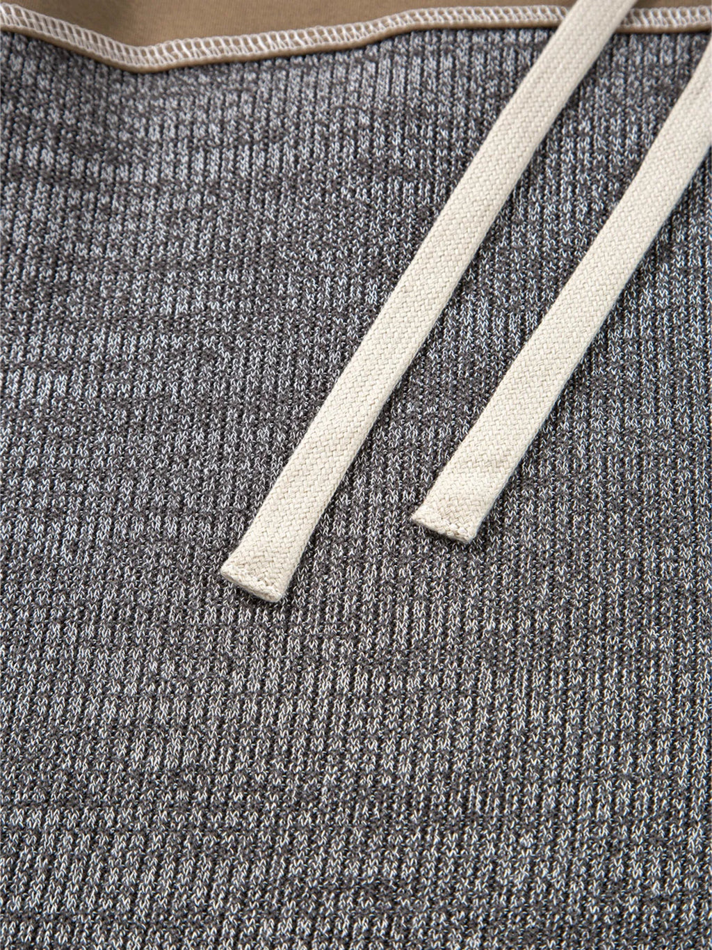 Mixed Texture Patchwork Exposed Seam Half Button Hoodie