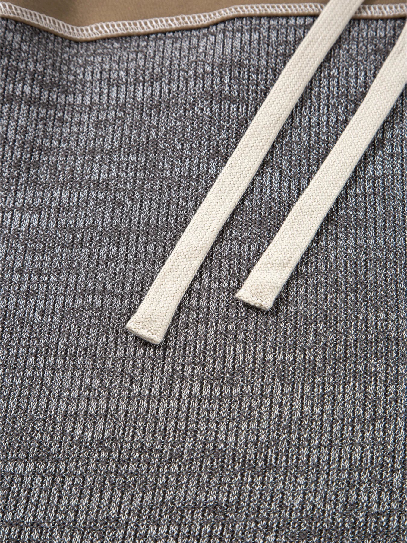 Mixed Texture Patchwork Exposed Seam Half Button Hoodie