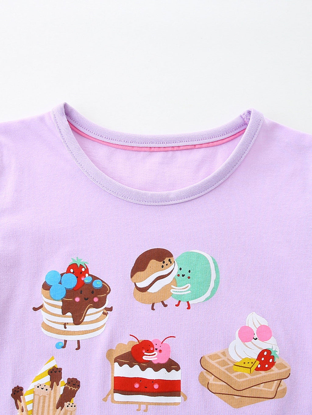 Children's Cartoon Dessert Print Short Sleeve T-Shirt